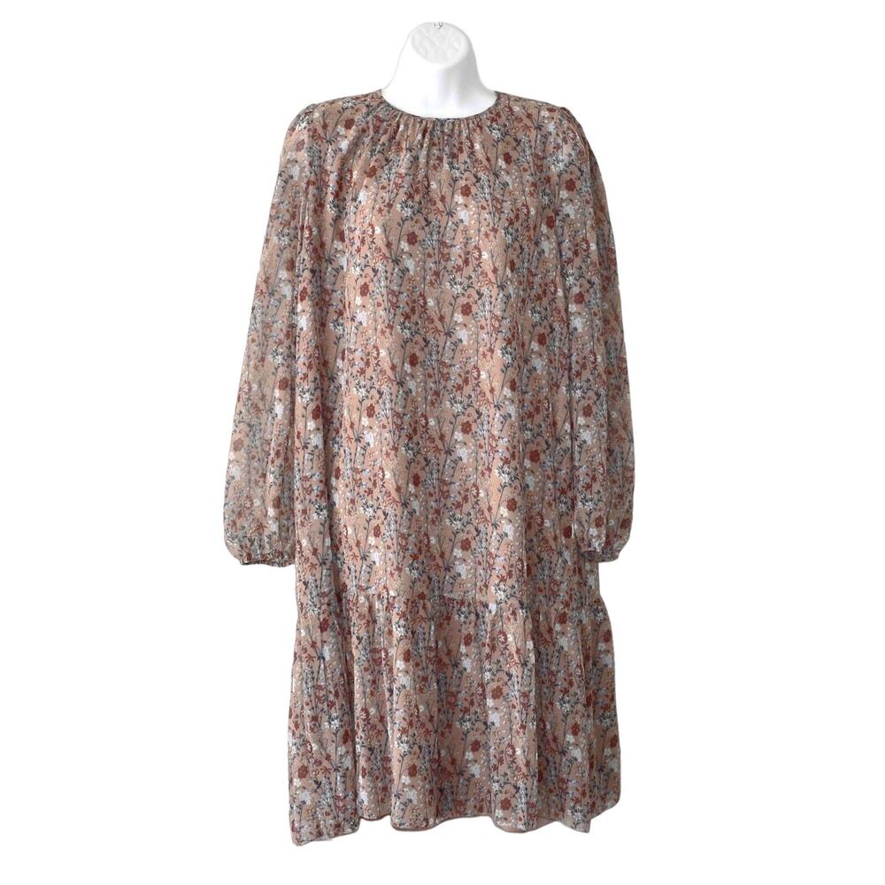 B2 NWT WILFRED Miriam Terracotta Floral Print Chiffon Midi Dress Size S/P $158